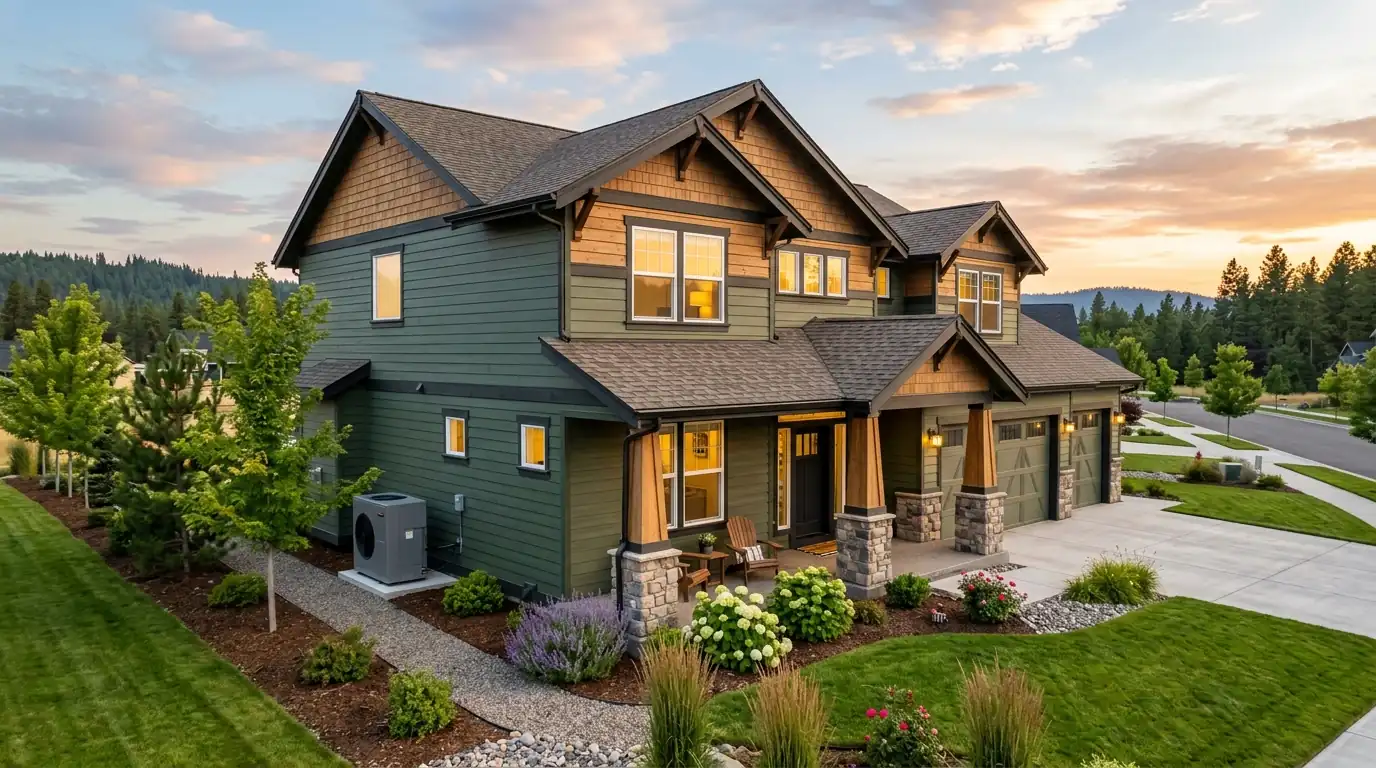 Newer Liberty Lake home with a heat pump