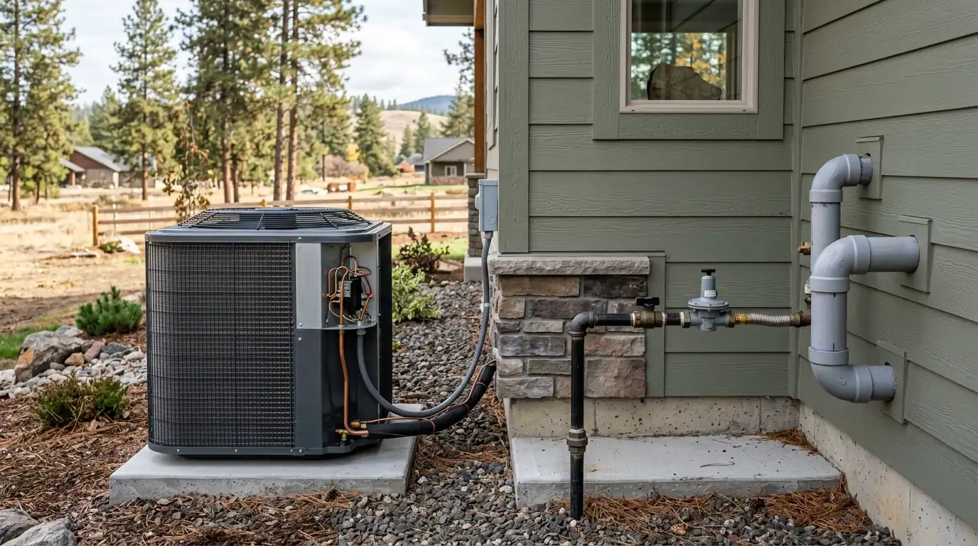 Gas furnace and heat pump coil in a Spokane basement