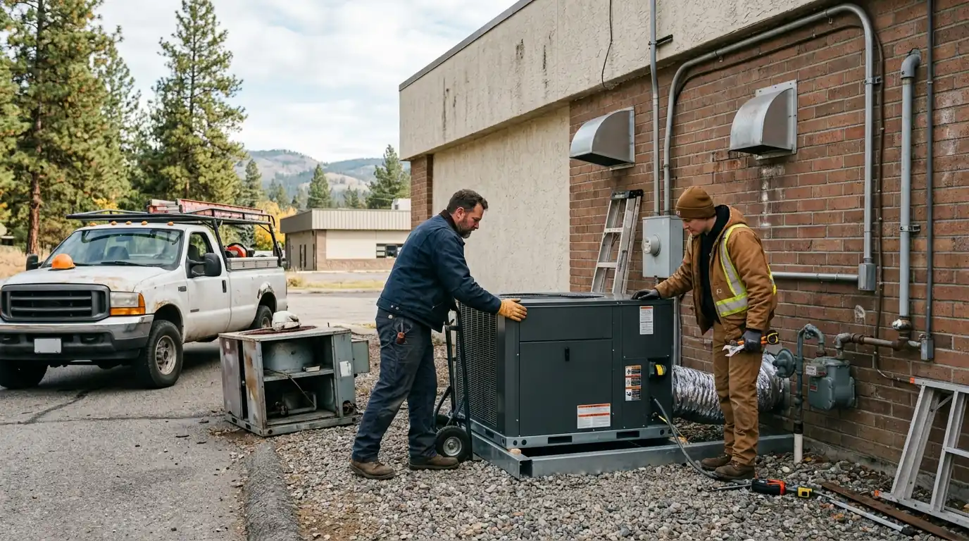 New gas furnace installed in a Spokane basement