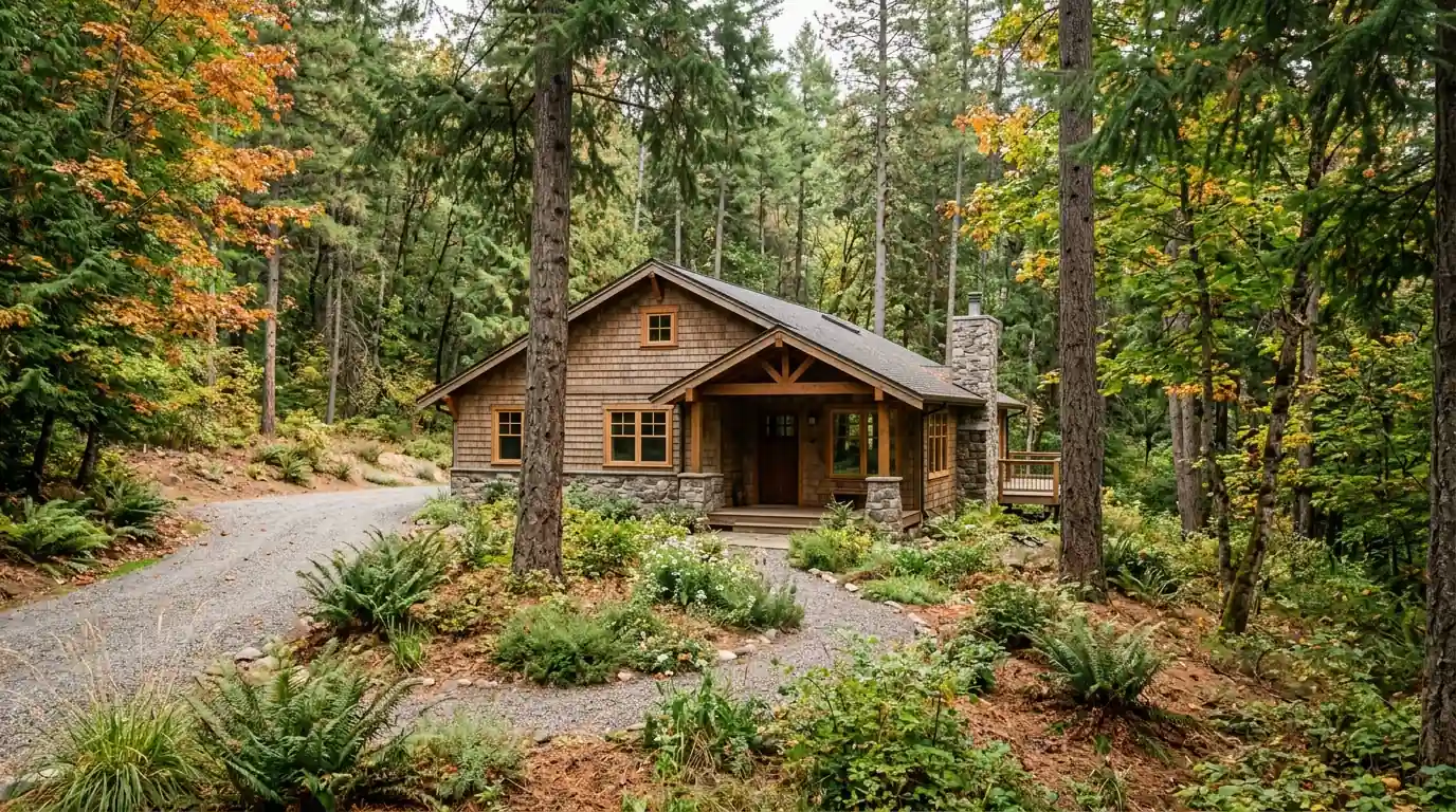 Wooded Nine Mile Falls home with a ductless heat pump