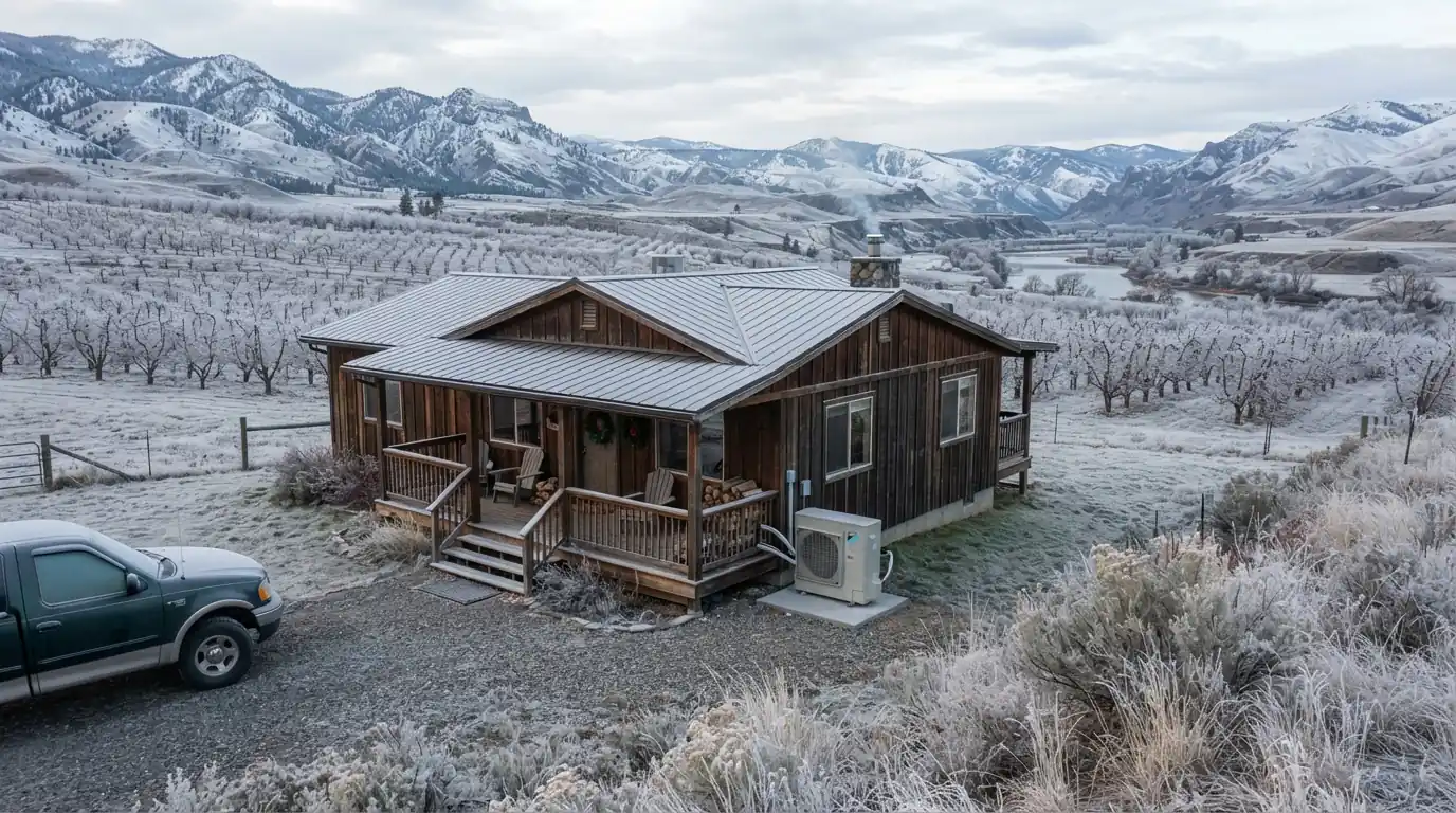 Ranch house with a heat pump near Tonasket