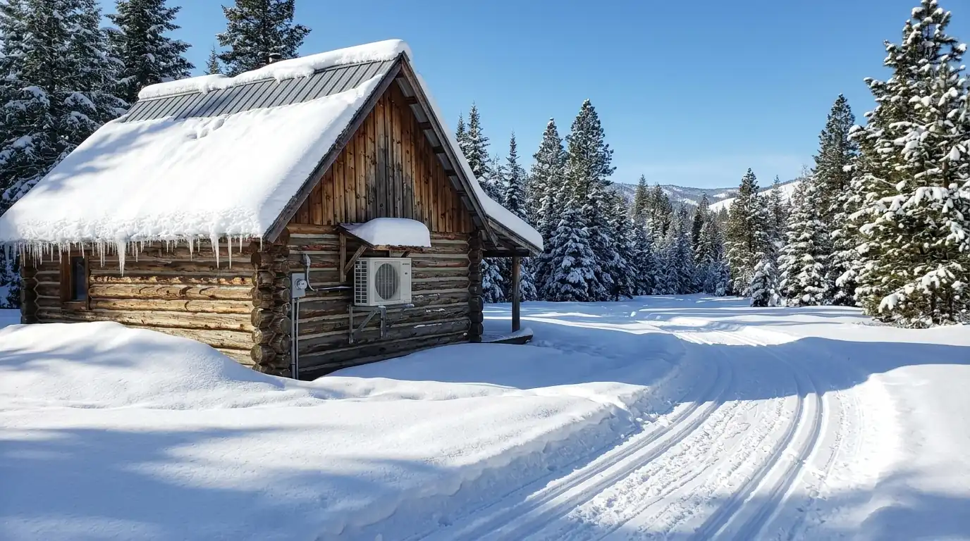 Snowy Winthrop cabin with a ductless heat pump