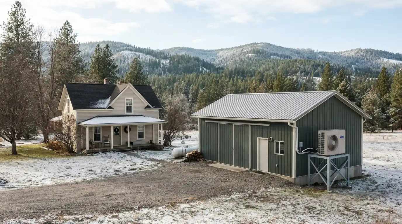 Rural home with a heat pump in Stevens County