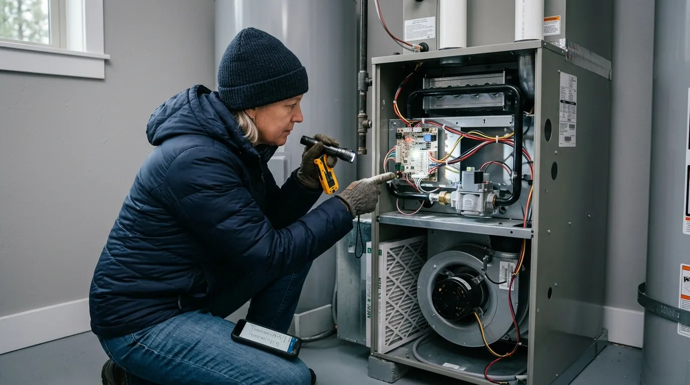 Furnace flame sensor being cleaned during a repair in Spokane