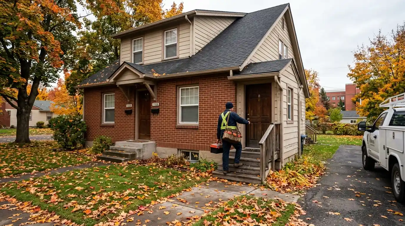 Technician arriving at a rental duplex in Cheney